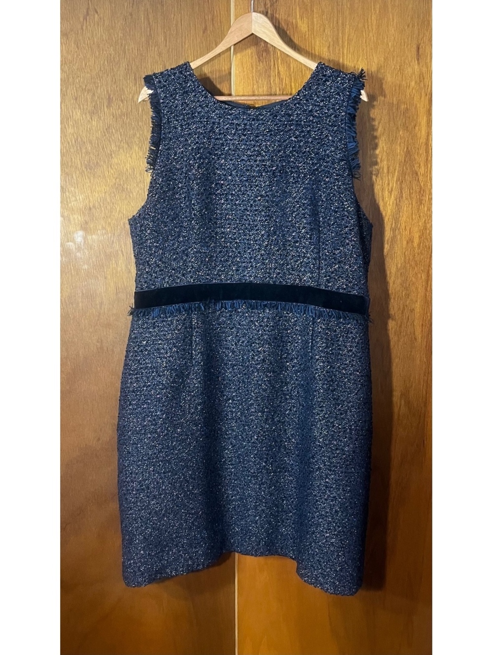 J. Crew Blue Tweed Dress w Metallic Threads Sz 18